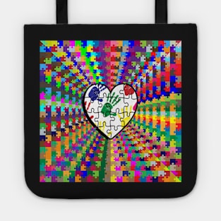 Autism Awareness & Support Puzzle Pieces, Heart Graphic Art Design face masks, Phone Cases, Apparel & Gifts Tote