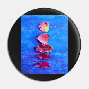 Autumn Leaves on Blue Vintage Table Pin