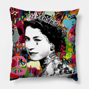 Queen Elizabeth pop art Pillow