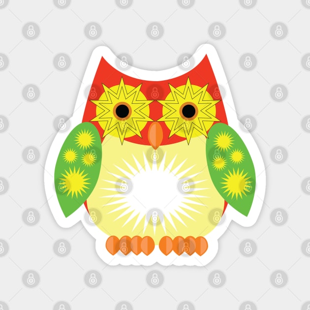 Star Owl - Red Yellow Green Magnet by adamzworld