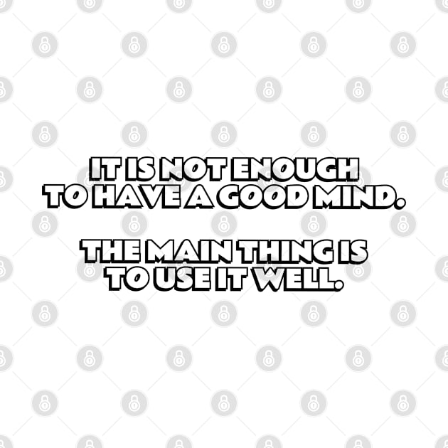 It is not enough to have a good mind The main thing is to use it well by InspireMe