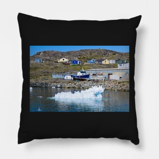 Icy Boatyard in Narsaq Greenland Pillow