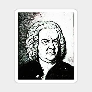 Johann Sebastian Bach Black and White Portrait | Johann Sebastian Bach Artwork 3 Magnet