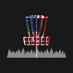 Distressed American Flag Disc Golf Lover Gift T-Shirt