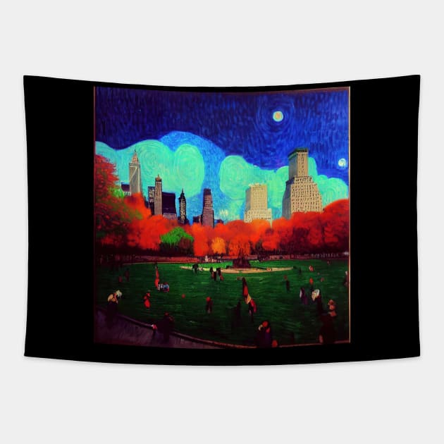 Central Park New York painting, Vincent van Gogh style, oil on canvas Tapestry by Classical