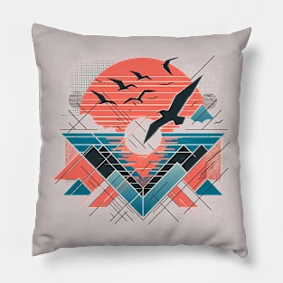 Geometric sunset Pillow