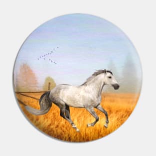 Gray Horse on an Autumn Day Pin