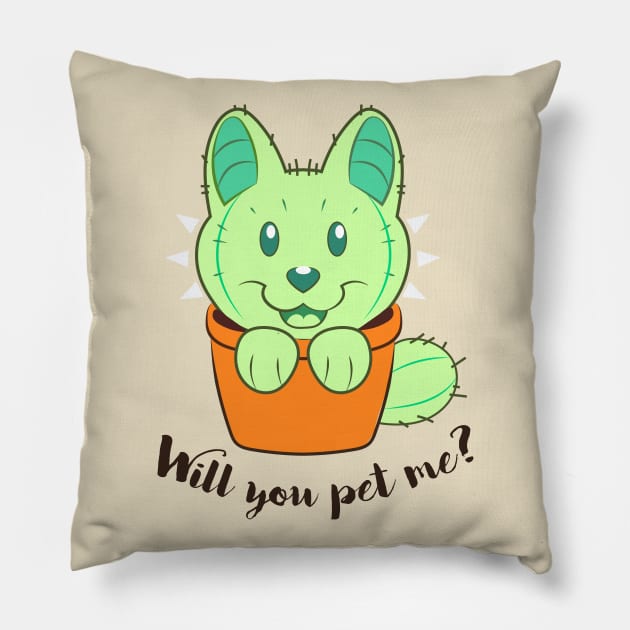 Cactus puppy Pillow by coffeehousedog