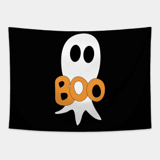 Cute Halloween ghost cartoon with BOO text Tapestry