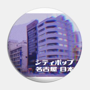 Japanese city pop art series 2 - Nagoya Japan in - retro aesthetic - Vaporwave style Pin