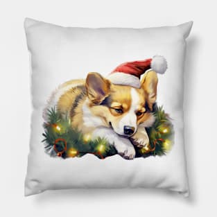 Lazy Corgi Dog at Christmas Pillow