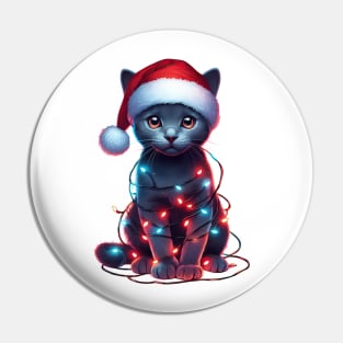 Christmas Russian Blue Cat Pin