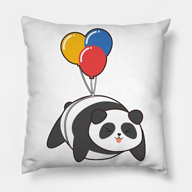 Panda at Birthday with Ballon Pillow by Markus Schnabel