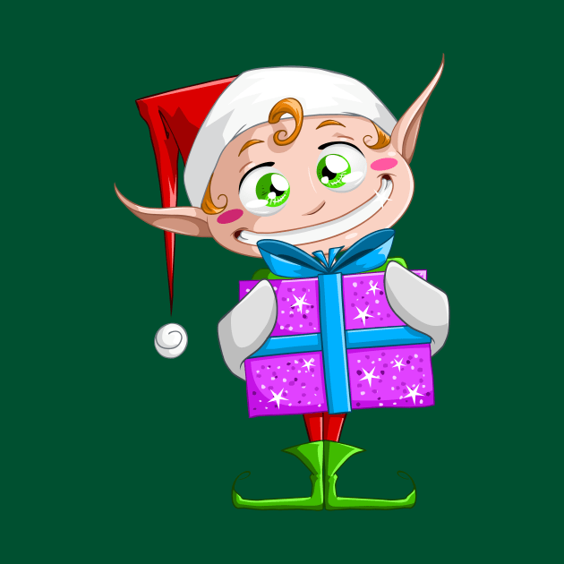 Christmas Elf Holding A Present by LironPeer