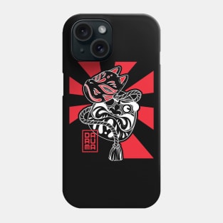 Japanese daruma doll with kitsune mask illustration Phone Case