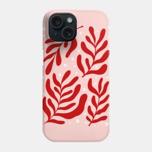 Funky Pink Red Plants illustration. Abstract Matisse Style Phone Case