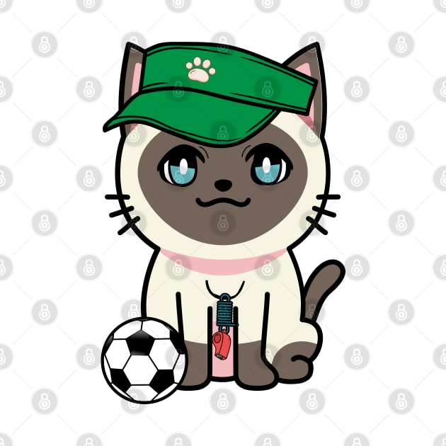 Funny siamese cat is a soccer coach by Pet Station
