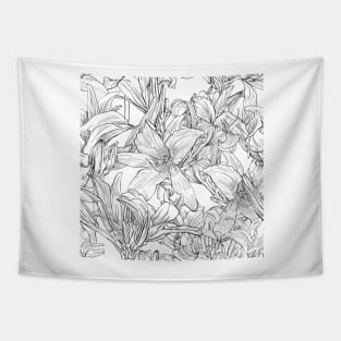 Hand drawn graphic daylily flower Tapestry