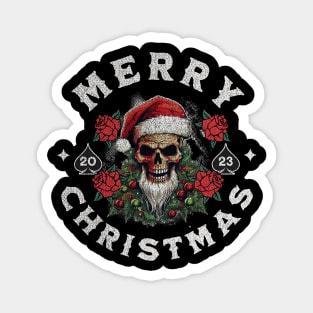 Merry christmas skeleton with santa hat Magnet