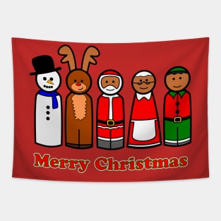 Christmas Wooden Peg Doll T-Shirt Tapestry