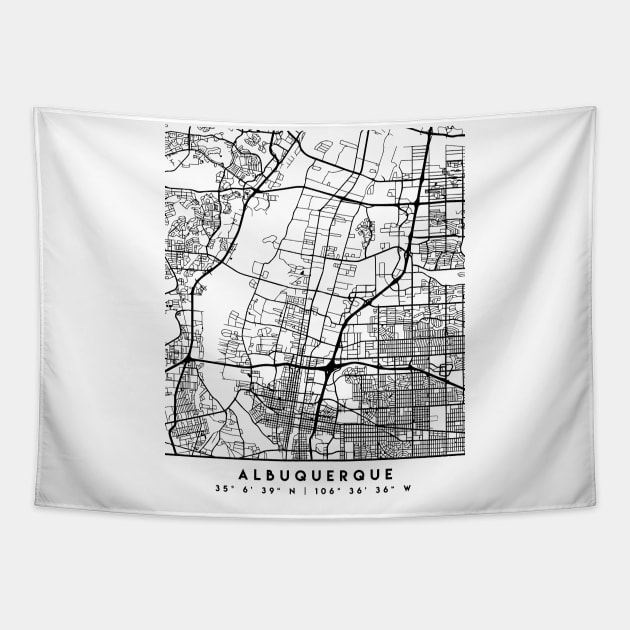 ALBUQUERQUE NEW MEXICO BLACK CITY STREET MAP ART Tapestry by deificusArt