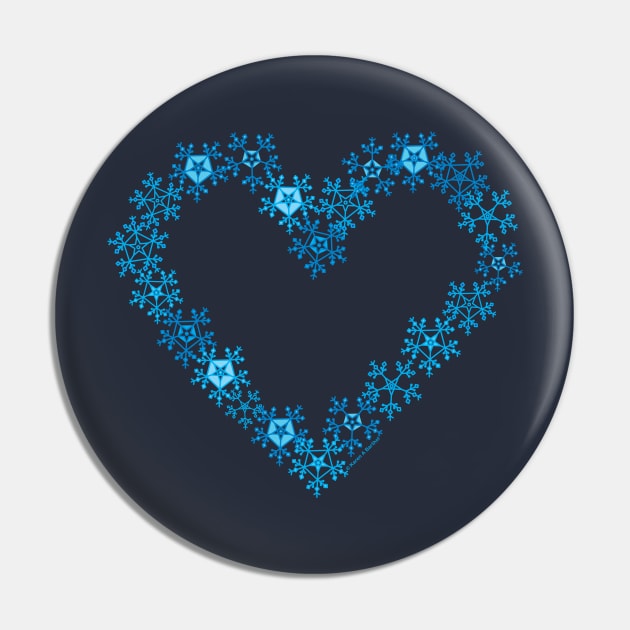 Blue Snowflake Heart Pin by Barthol Graphics