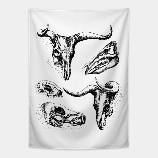 Animal Skulls Tapestry by SWON Design