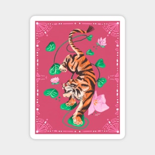 Tiger - Pink by Cindy Rose Studio Magnet