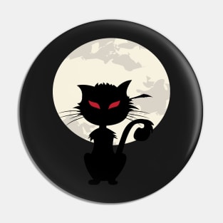 Full Moon And Black Cat Halloween Pin