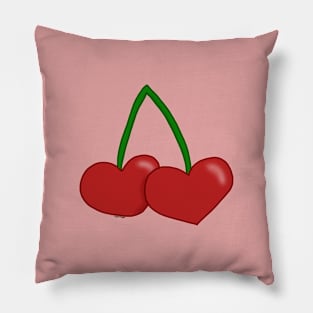 Double Heart Cherries Pillow