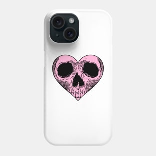 Pink Heart Skull Phone Case