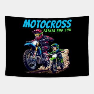 Father Son  Bike Motocross father and son Motorcycle Tapestry