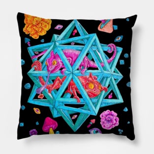 MC Escher Chameleons and Mushrooms Pillow