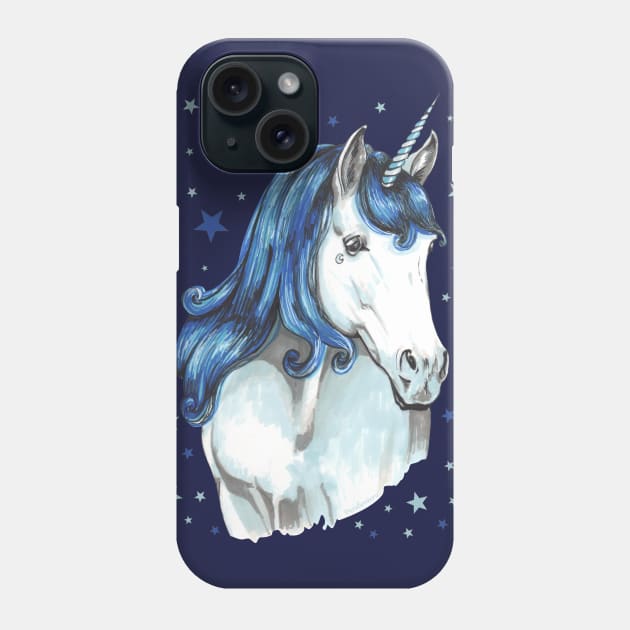 Blue unicorn Phone Case by Pendientera