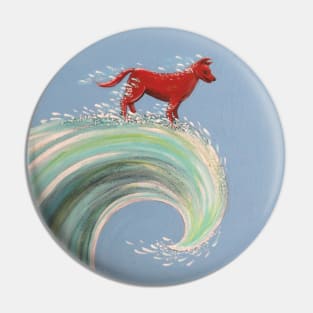 Red dog surfing Pin