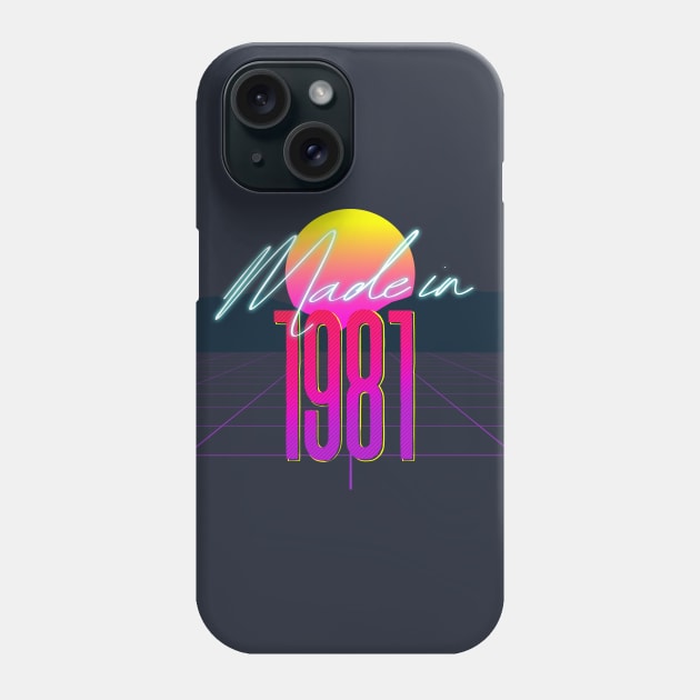 Made In 1981 ∆∆∆ VHS Retro 80s Outrun Birthday Design Phone Case by DankFutura