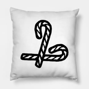 Two Candy Canes for Christmas Line Art Pillow