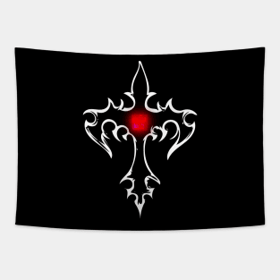 Cross Goth Black Ruby Red Tapestry