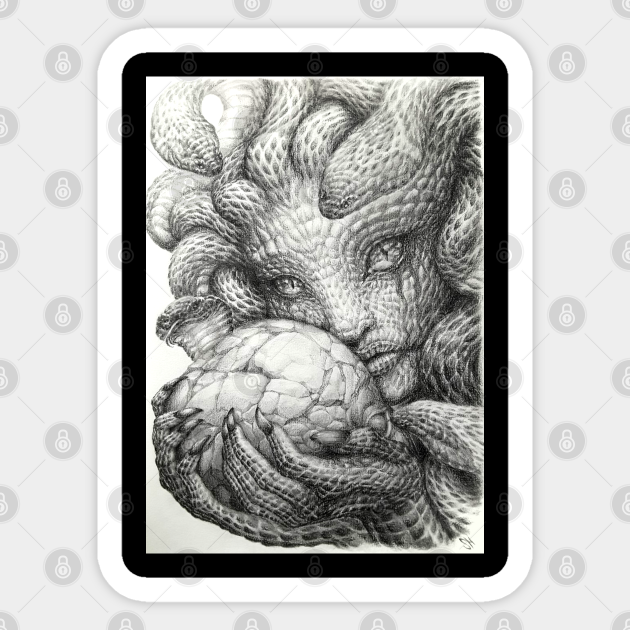 Medusa Pencil Drawing Medusa Portrait Sticker Teepublic