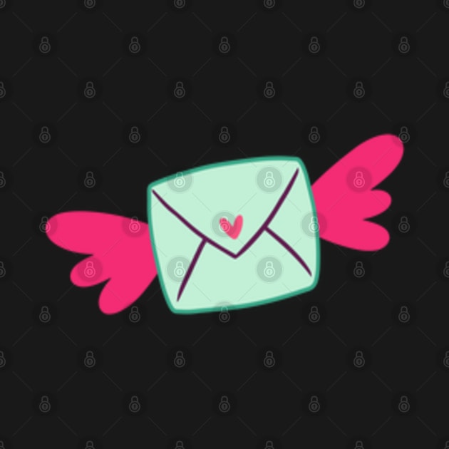 envelope with wings and a heart on it by MN-STORE