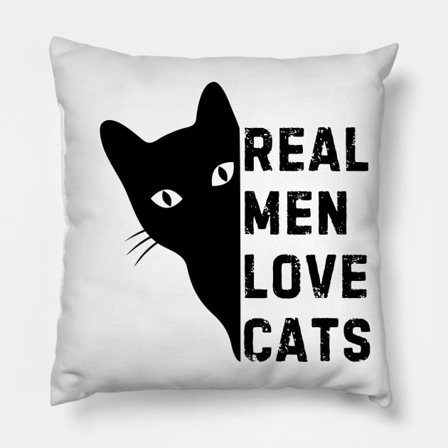 Real Men Love Cats Pillow by Noshiyn