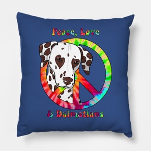 Peace, Love & Dalmatians-liver spotted Pillow