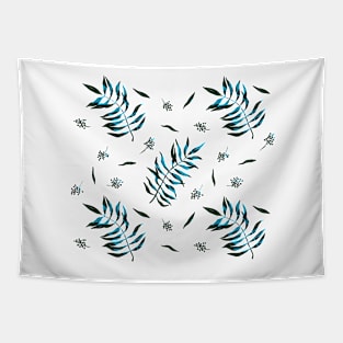 Blue Exotic Plants Tapestry