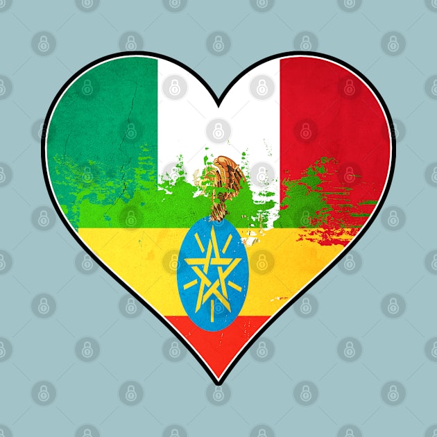 Mexican and Ethiopian Heart Mix Heritage Flag by Just Rep It!!