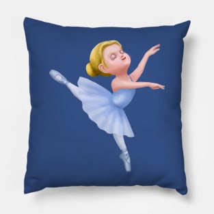 Cute Blue Tutu Ballerina Girl Dancer Pillow