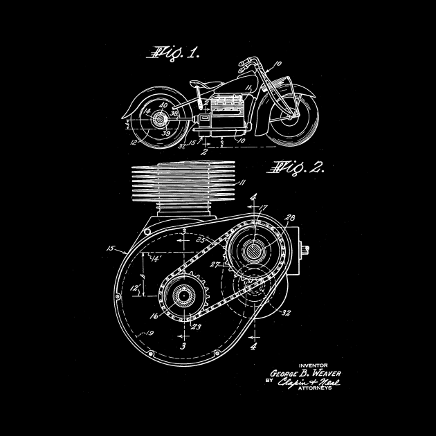 Motorcycle Shaft Drive Vintage Patent Drawing by TheYoungDesigns