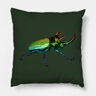 Rainbow Five Horned Rhinoceros Beetle Pillow