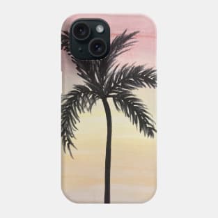 Watercolor Pink yellow orange sky and palm tree watercolour painting Phone Case