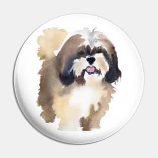 Shih Tzu Watercolor Painting - Dog Lover Gifts Pin