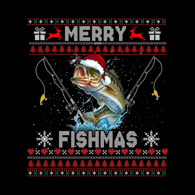 Ugly Merry Fishmas Christmas Snow Funny Fishing Xmas by kasperek